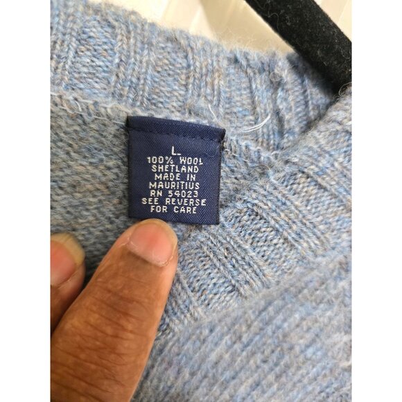 Gap Men Light Blue 100% Wool Blend Crewneck Sweater Size L - Picture 7 of 8